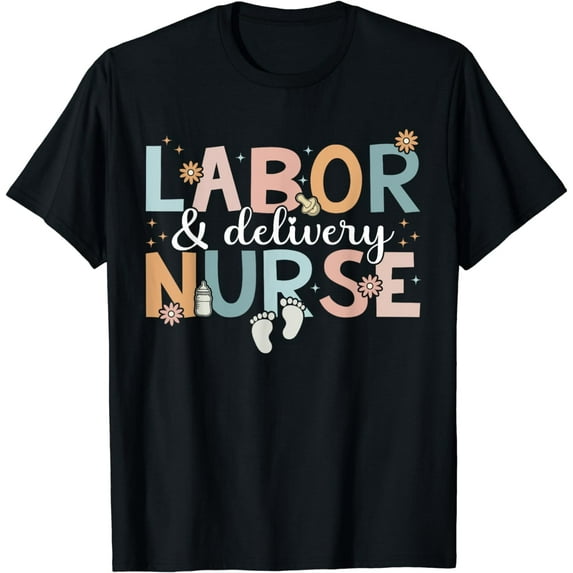Labor & Delivery Nurse Leopard Rainbow Nursing Nurse Week T-Shirt