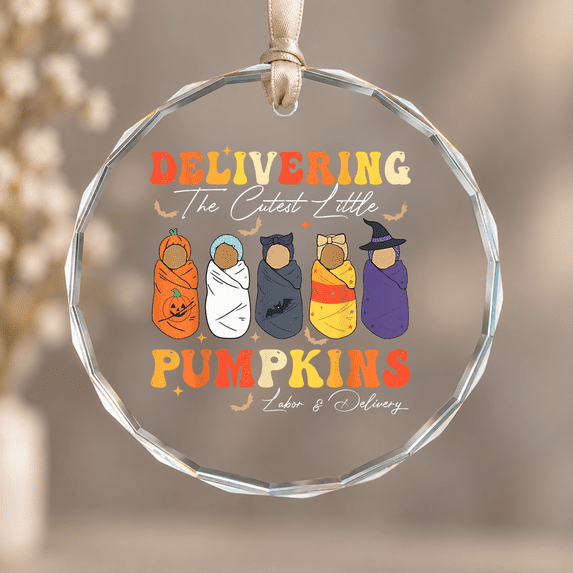 Labor Delivery Pumpkin Nurse Ornament, Keepsake Decor, Circle Glass ...