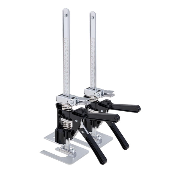 Labor Saving Arm Jack 2 PCS 440 lbs Bearing Capacity Lifting up to 9.3 Inch Metal Hand Lifting Jack Tool with Magnetic Level 2 Adjustment Modes for Door Window Furniture Woodworking Black