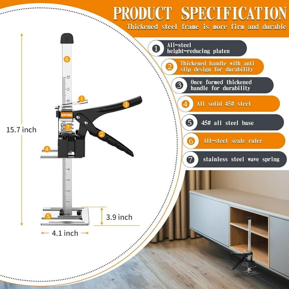 Labor-Saving Arm Jack Multifunctional Construction Jacks for Windows, , Furniture, 10-Inch Lift Height 300lb Load-Bearing