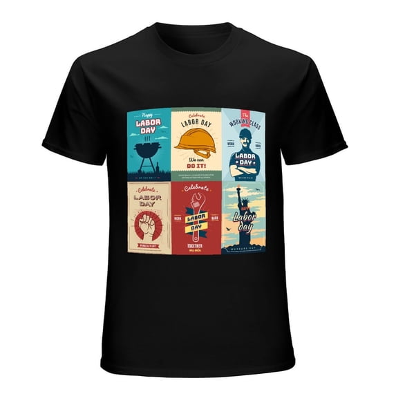 Labor USA day. vintage posters Men's Retro Tee Retro American Graphic T-Shirt