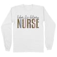 thumbnail image 1 of Labor and Delivery Nurse Leopard Print Long Sleeve Shirt Unisex Large White, 1 of 5