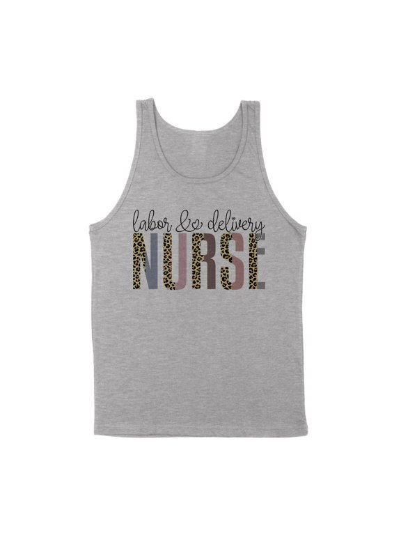Labor and Delivery Nurse Leopard Print Tank Top Unisex Large Grey