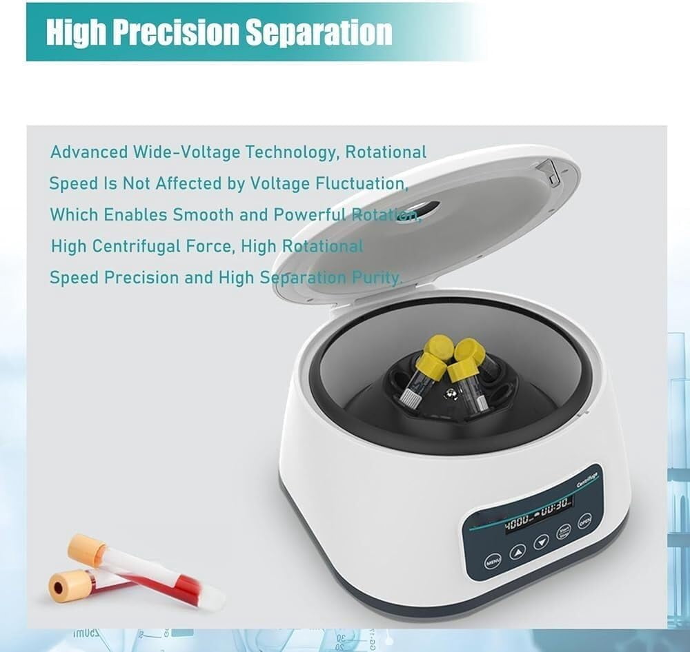 Laboratory Benchtop Centrifuge, Low Speed 500-5000rpm/Min, 8 * 2ml/5ml/10ml/4 * 15ml Capacity Test Tubes, Suitable for Medical Practice Blood/Serum/Plasma/Fat