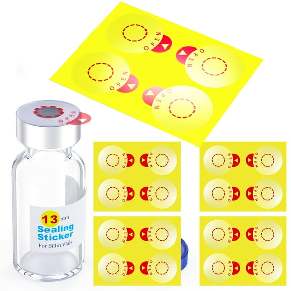 Laboratory Circle Sealing Sticker Self Adhesive Sealing Labels for 13mm Aluminum Plastics Caps, Leak-Proof ,20pcs