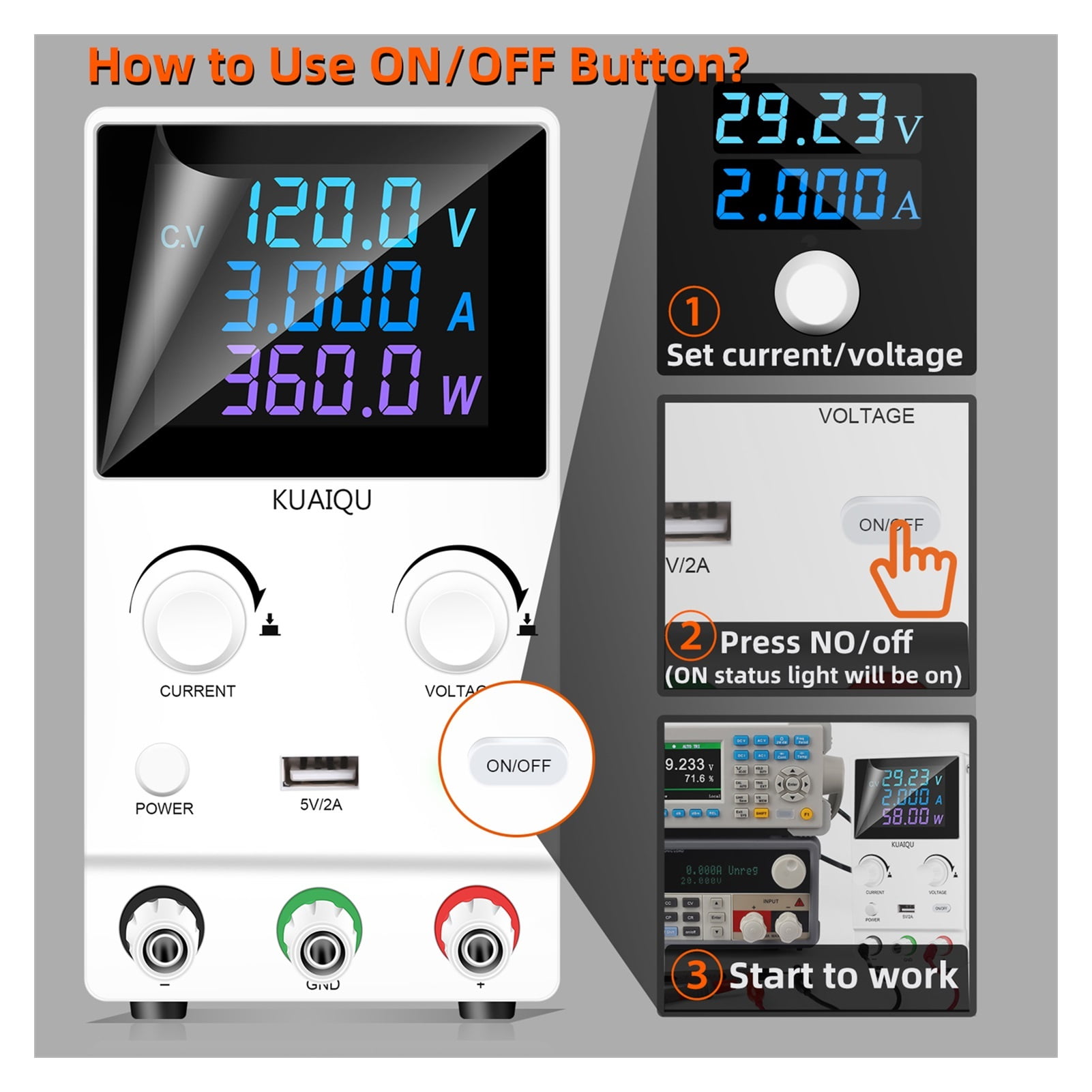 Laboratory Colour DC Power Supply Adjustable 60V 5A USB Bench Power ...