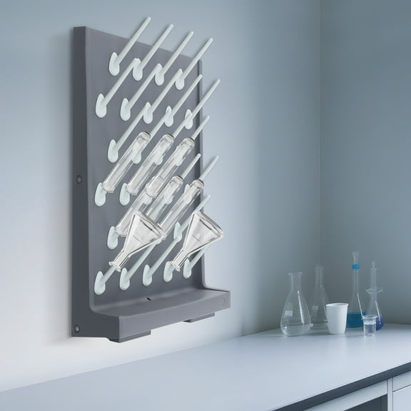 Laboratory Drying Rack PP Draining Peg Board for Tube Flask Glassware Wall Mount