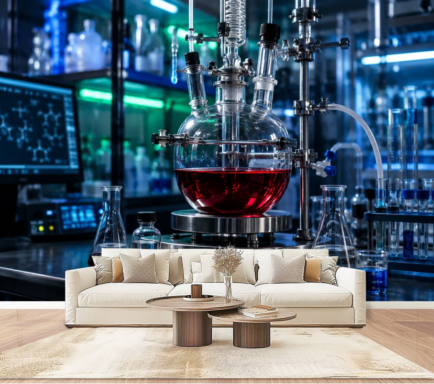 Laboratory Glassware Wallpaper Red Liquid Modern Research technology ...