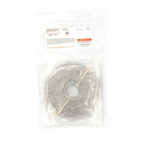 Laboratory-Grade Magnesium Ribbon, 50g, (2) 25g Pieces - The Curated Chemical Collection