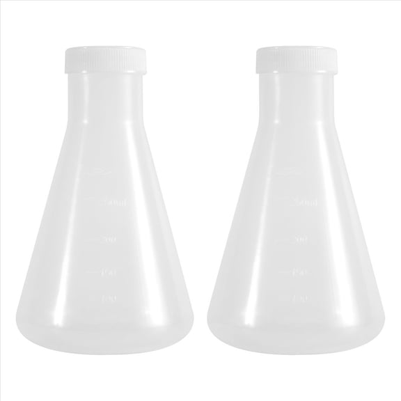 Laboratory Graduated Plastic Conical Flask, Measurable, Smooth Thick Wall, Two Bottles of 250Ml,2 * plastic Erlenmeyer flask,milky