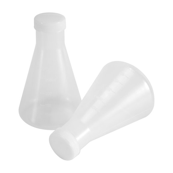 Laboratory Graduated Plastic Conical Flask, Measurable, Smooth Thick Wall, Two Bottles of 250Ml