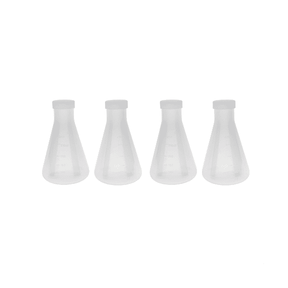 Laboratory Graduated Plastic Conical Flask, Measurable, Thick Wall, 4 Bottles of 250Ml