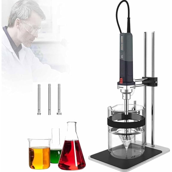 Laboratory Homogenising Emulsifiers 1300W, Lab High-Speed Cell Tissue Homogenizer, 6 Gears Adjustable, With Double Upright Bracket, For Cell Homogenization,25mm++18mm+36mm