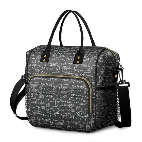 Laboratory Science Design Large Insulated Lunch Bag – Leakproof Dual Compartment Cooler Tote Adjustable Strap Multi pocket Organizer for Work and Study