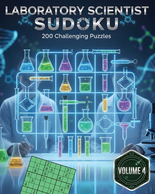 Laboratory Scientist Sudoku Brain Master Puzzle Book Volume 4: 200 Challenging Puzzles, (Paperback)