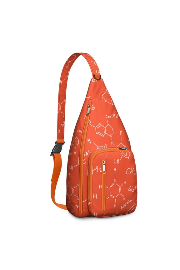 Laboratory Sling Backpack&nbsp;- Science-Themed Print with Beaker & Atom Motifs, Compact Lightweight Daypack for Work Essentials