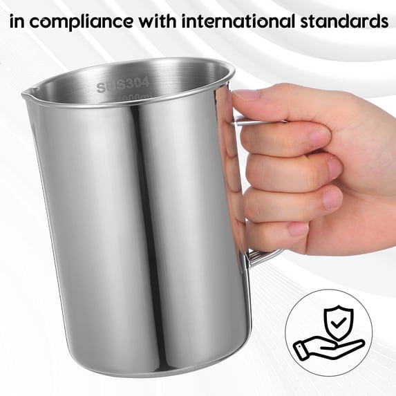 1000ml Stainless Steel Laboratory Beakers with Graduation Marks for Chemistry Class and Scientific Experiments