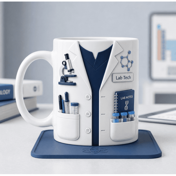 Laboratory Technician Coffee Mug, Personalized Ceramic Mug with Microscope Lab Gift