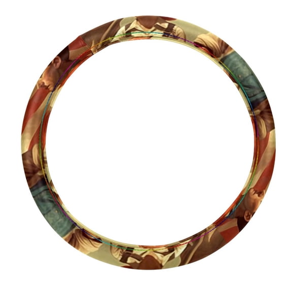 Labour Day 14.5 Inch Printing PVC Leather Steering Wheel Cover Car Wheel Covers Auto Accessories