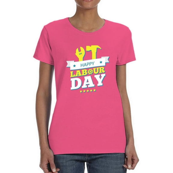 Labour Day Hammer Wrench Art Shaped T-Shirt Women -Image by Shutterstock, Female XX-Large