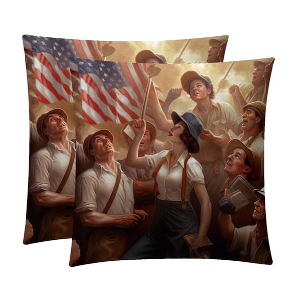 Labour Day Luxurious Velvet Throw Pillow Inserts with Unique Patterns - Set of 2 (16x16, 18x18, 20x20 Inches) for Bed, Chair Pillow Covers for Any Occasion