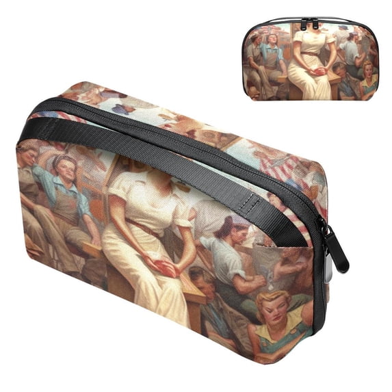 Labour Day Oxford Cloth Waterproof Storage Pouch for Electronic Devices - Hard Drive Cases, Charger Case, Small Travel Case, Cable Organizer Storage - 5.9x9.44x3.14 in