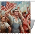 thumbnail image 1 of Labour Day Waterproof Printed Bathroom Curtain Set with Hooks - Stylish Bathroom Decoration, 1 of 6