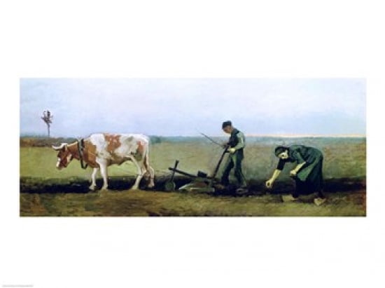Labourer and Peasant Planting Potatoes 1884 Canvas Art - Vincent Van Gogh (24 x 18)