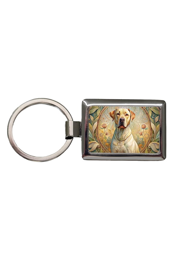 Labrabull Dog Art Nouveau Metal Rectangle Keychain