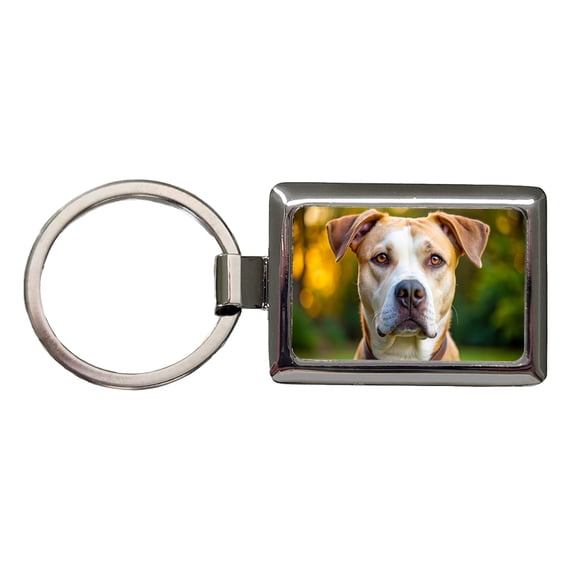 Labrabull Dog Photo Metal Rectangle Keychain