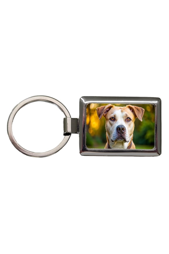 Labrabull Dog Photo Metal Rectangle Keychain