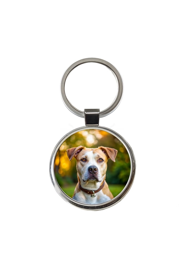 Labrabull Dog Photo Metal Round Keychain