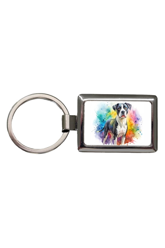 Labrabull Dog Watercolor Style Metal Rectangle Keychain