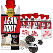 Labrada Lean Body Protein Shake, Cookies and Cream, 40g Protein, 14 fl oz Bottles, Pack of 12