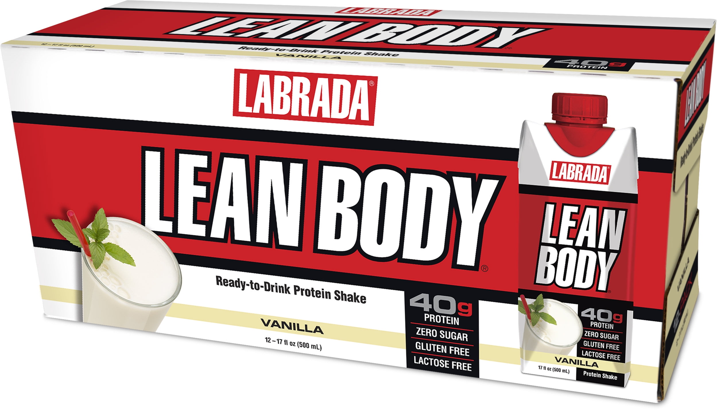 Labrada Lean Body Ready to Drink Protein Shakes, Vanilla, 40g