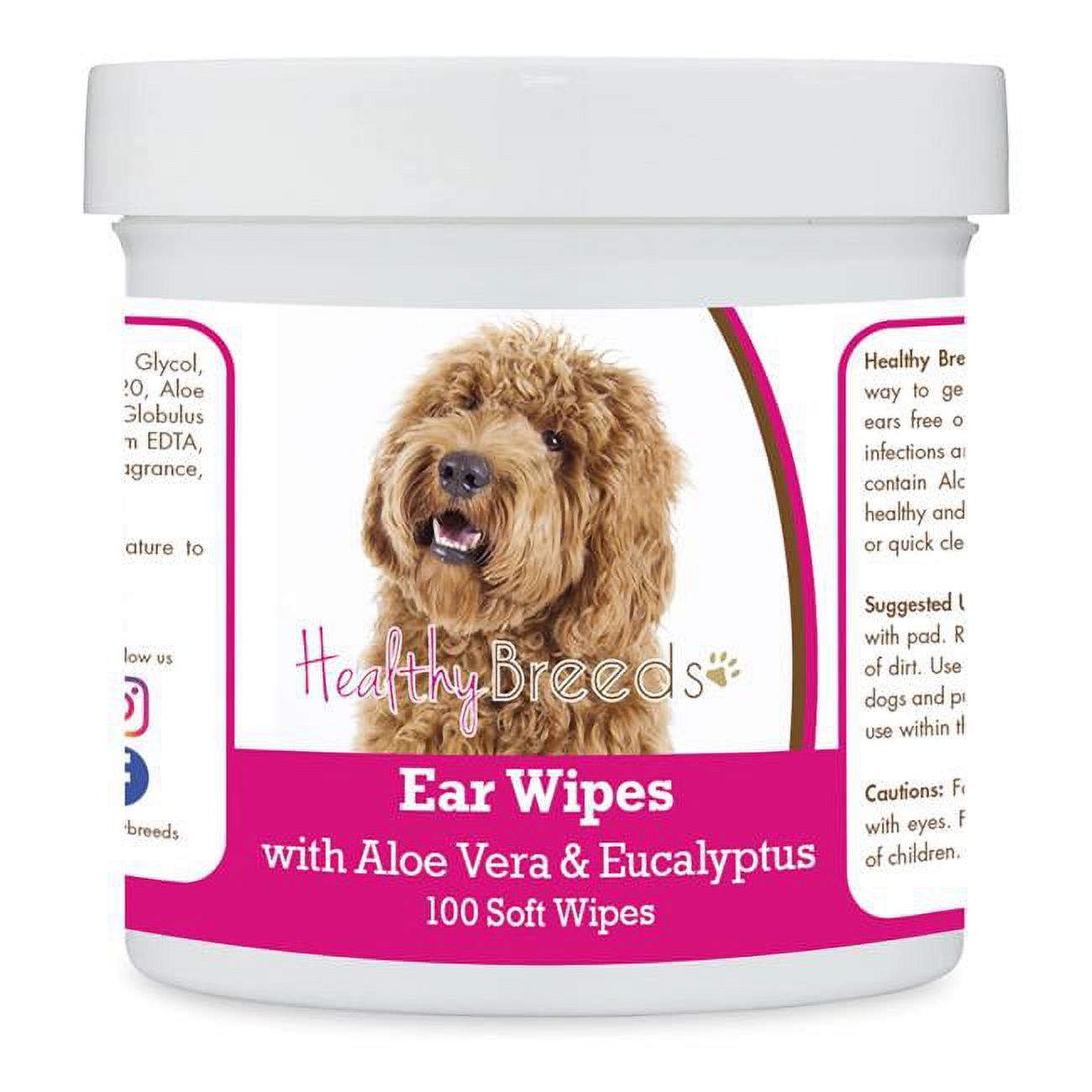 Labradoodle Ear Cleaning Wipes with Aloe & Eucalyptus for Dogs 100