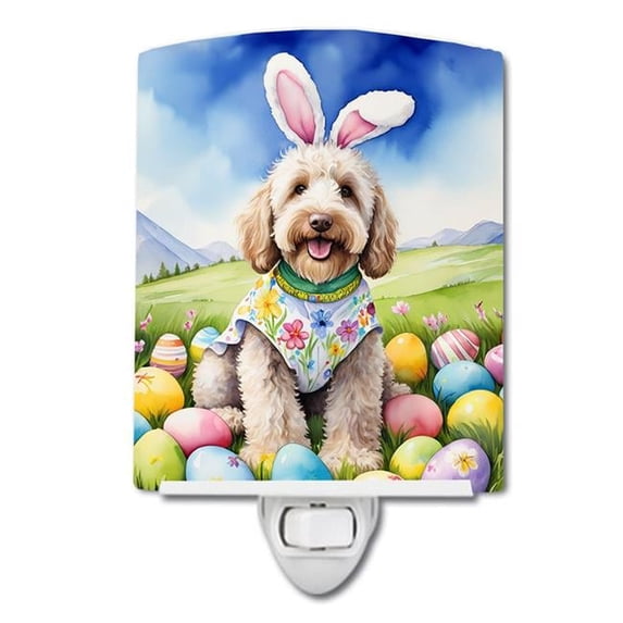 Labradoodle Easter Egg Hunt Ceramic Night Light 4 in x 6 in