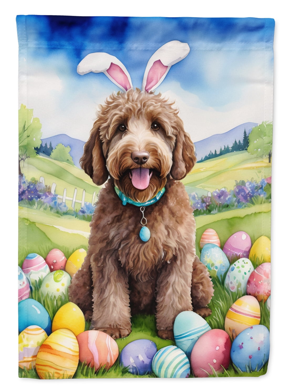 Labradoodle Easter Egg Hunt Garden Flag 11.25 in x 15.5 in