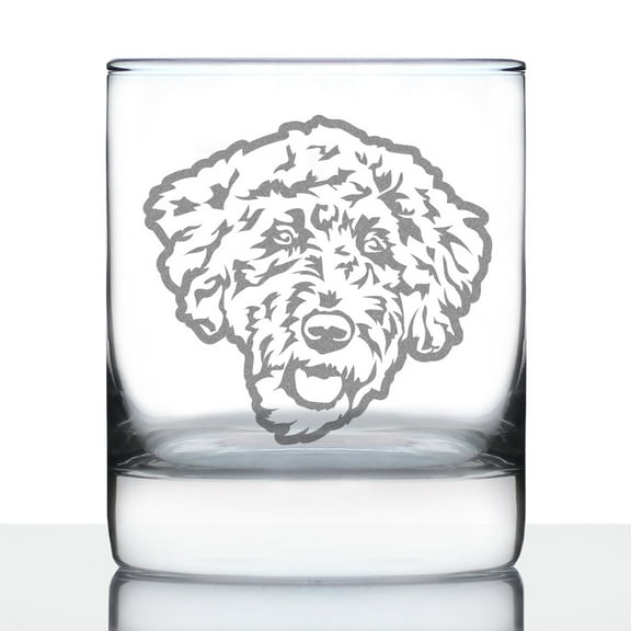 Bevvee Whiskey Rocks Glass 10.25 oz Labradoodle Face Labradoodle Owner Gifts Glassware & Drinkware