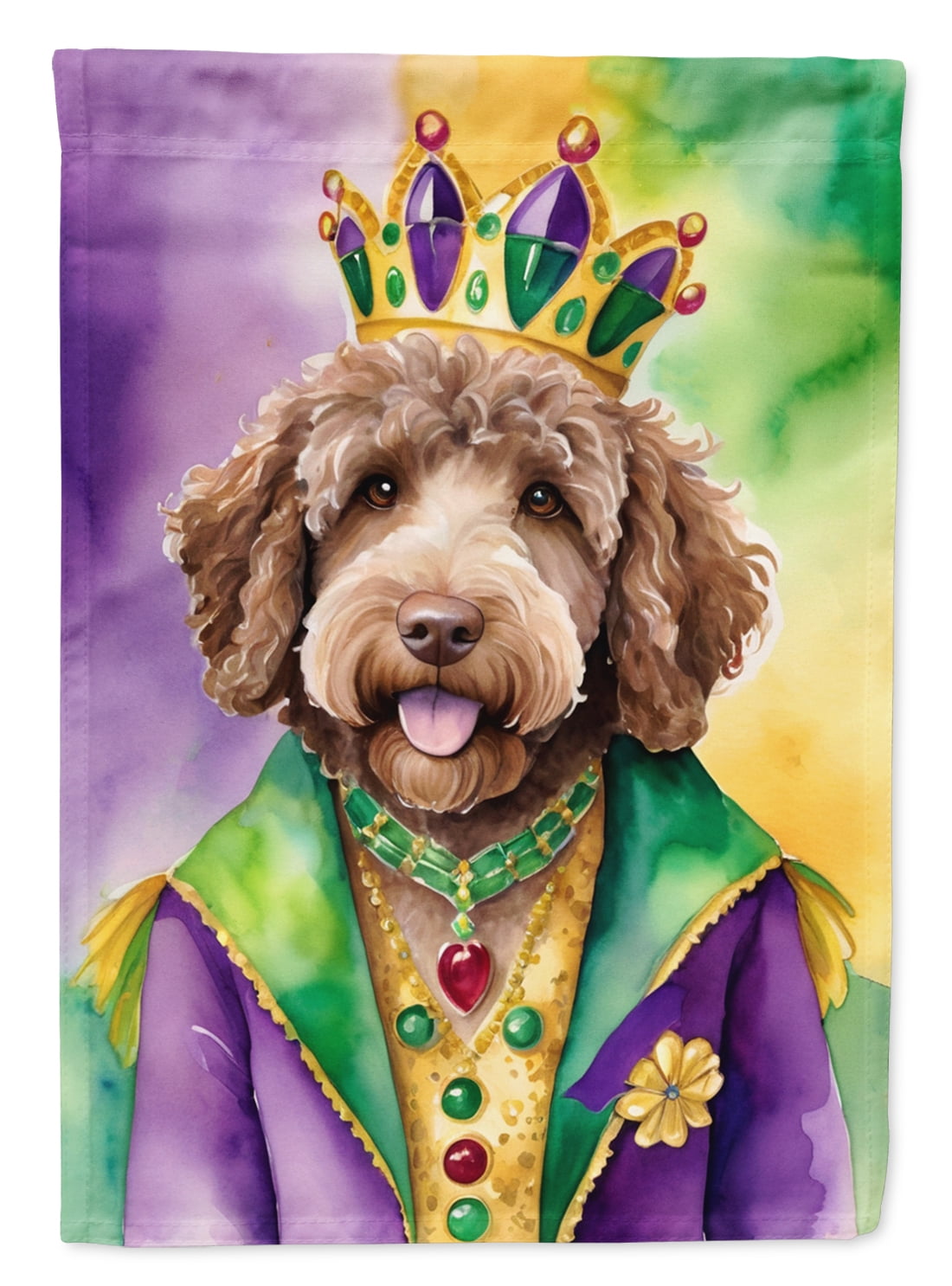 Labradoodle King of Mardi Gras Garden Flag 11.25 in x 15.5 in