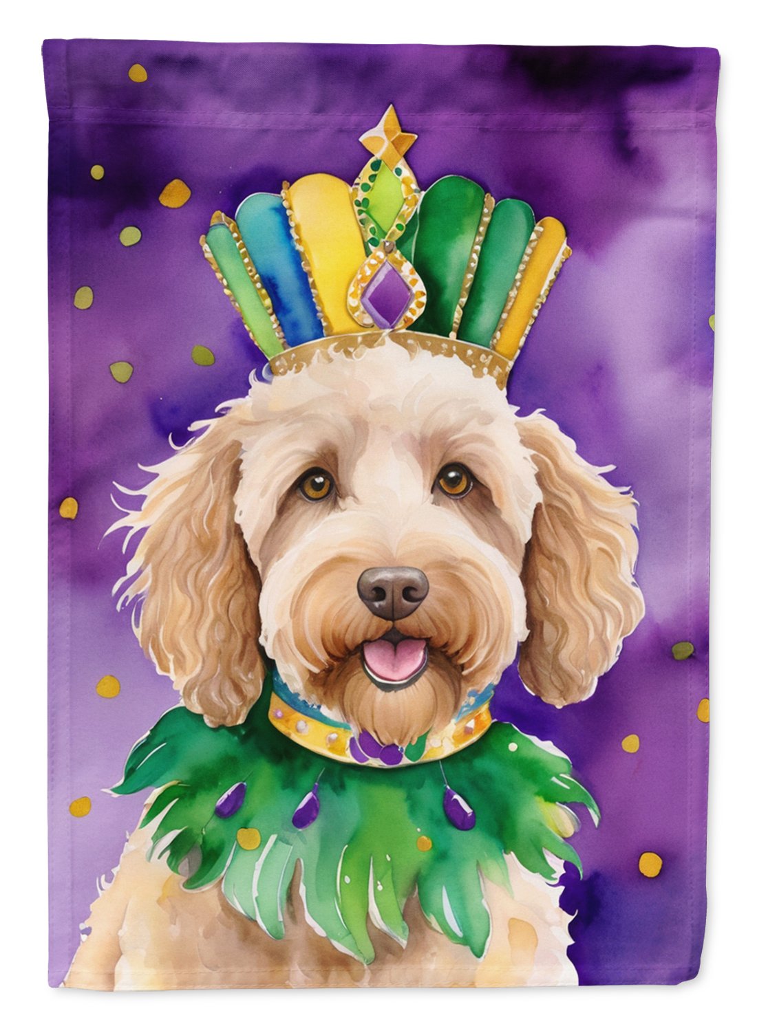 Labradoodle King of Mardi Gras Garden Flag 11.25 in x 15.5 in