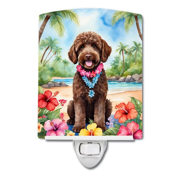 Labradoodle Luau Ceramic Night Light 4 in x 6 in