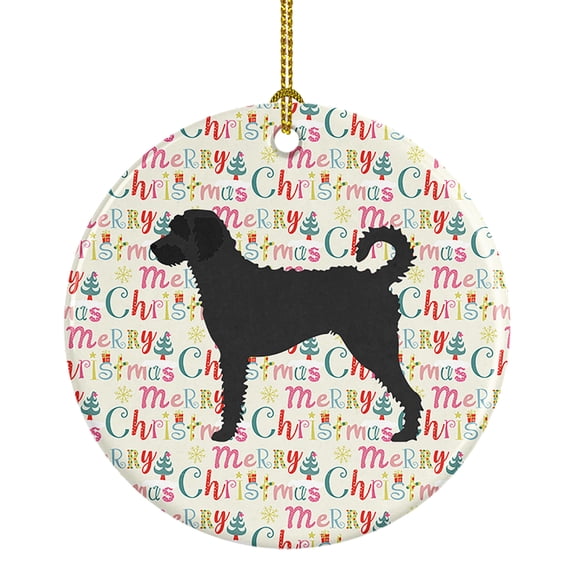 Labradoodle Merry Christmas Ceramic Ornament 2.8 in x 2.8 in