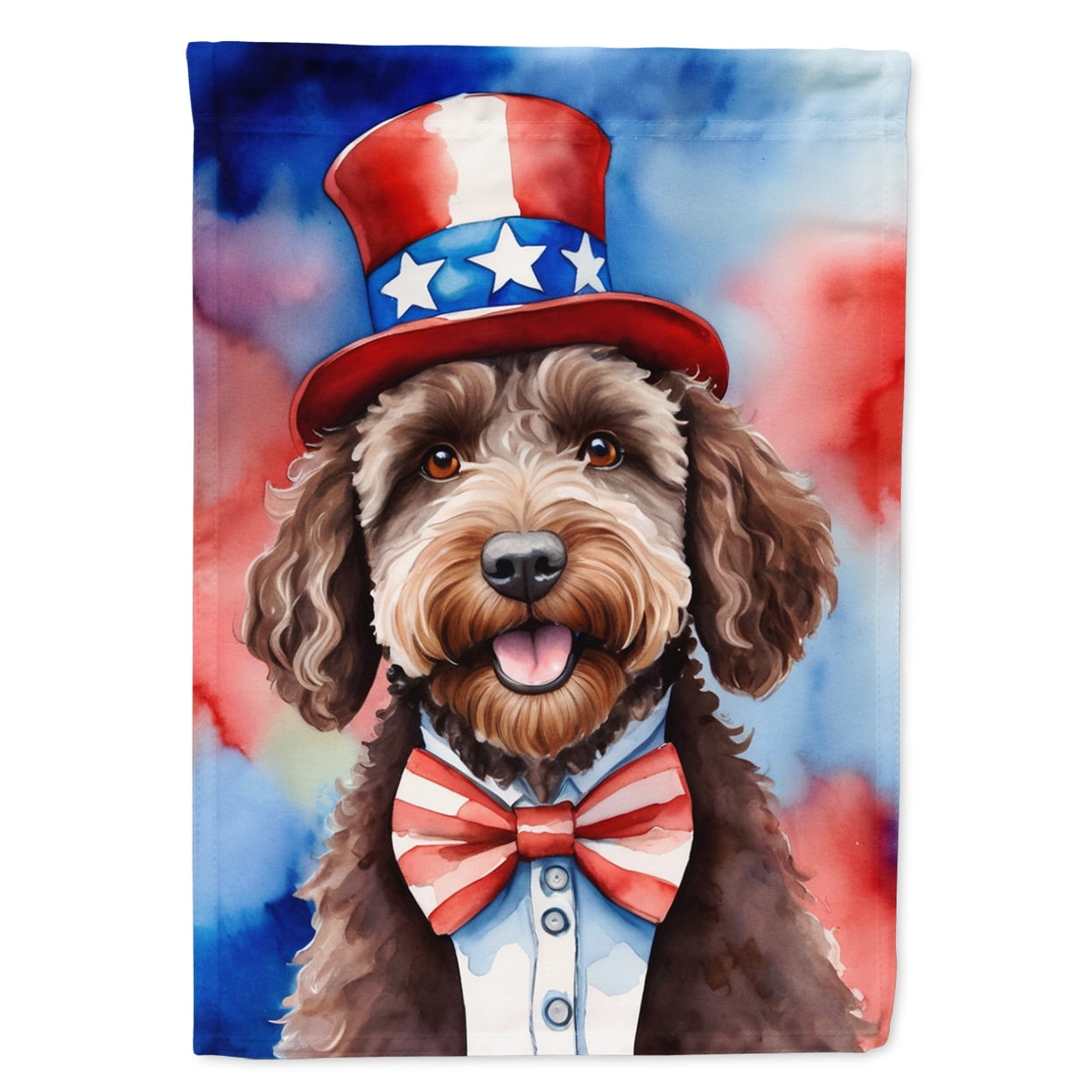 Labradoodle Patriotic American House Flag 28 in x 40 in
