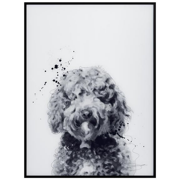 "Labradoodle" Pet Paintings on Printed Glass Encased with a Gunmetal Anodized Frame