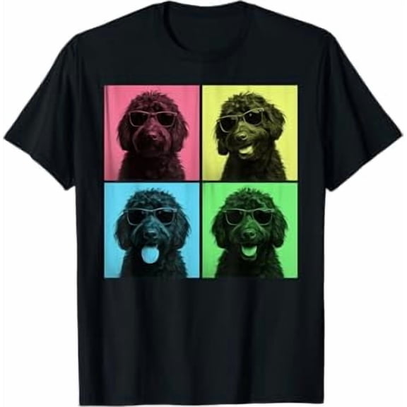 Labradoodle Pop Art Funny Black Doodle Dog Lover Photo Booth T-Shirt