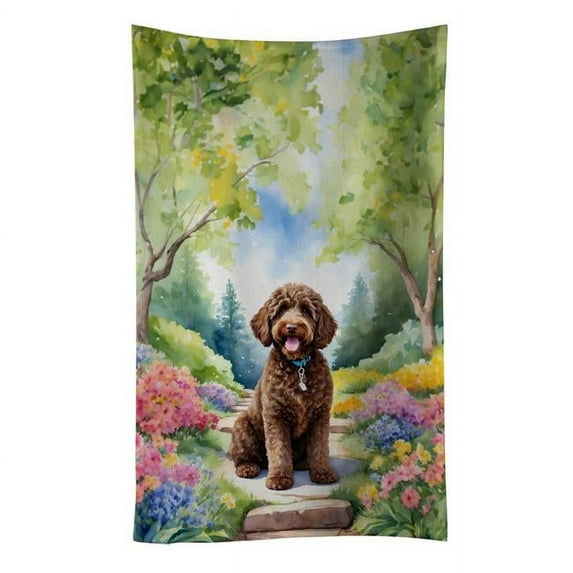 Labradoodle Spring Path Kitchen Towel 15 in x 25 in