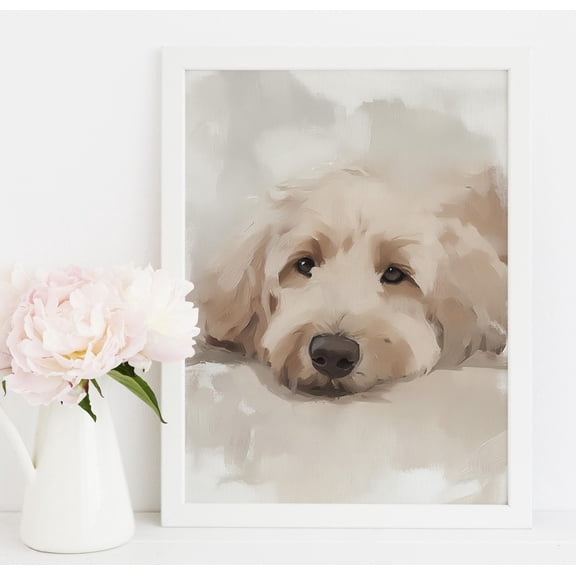 Labradoodle Wall Art Goldendoodle Pet Portrait Doodle Dog Wall Art Modern Animal Art Print Poster Wall Art for Decor Present
