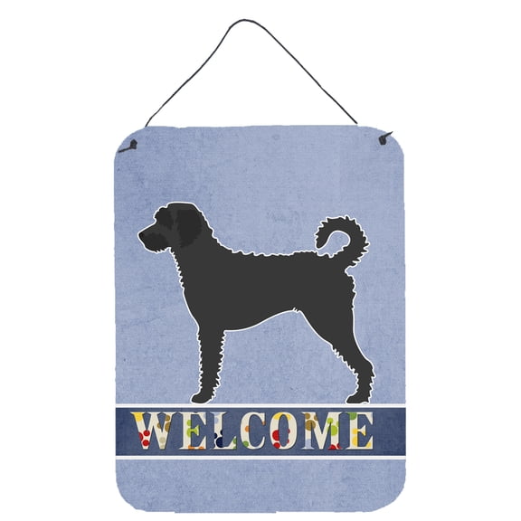 Labradoodle Welcome Wall or Door Hanging Prints Blue