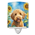 thumbnail image 1 of Labradoodle in Sunflowers Ceramic Night Light 4 in x 6 in, 1 of 3